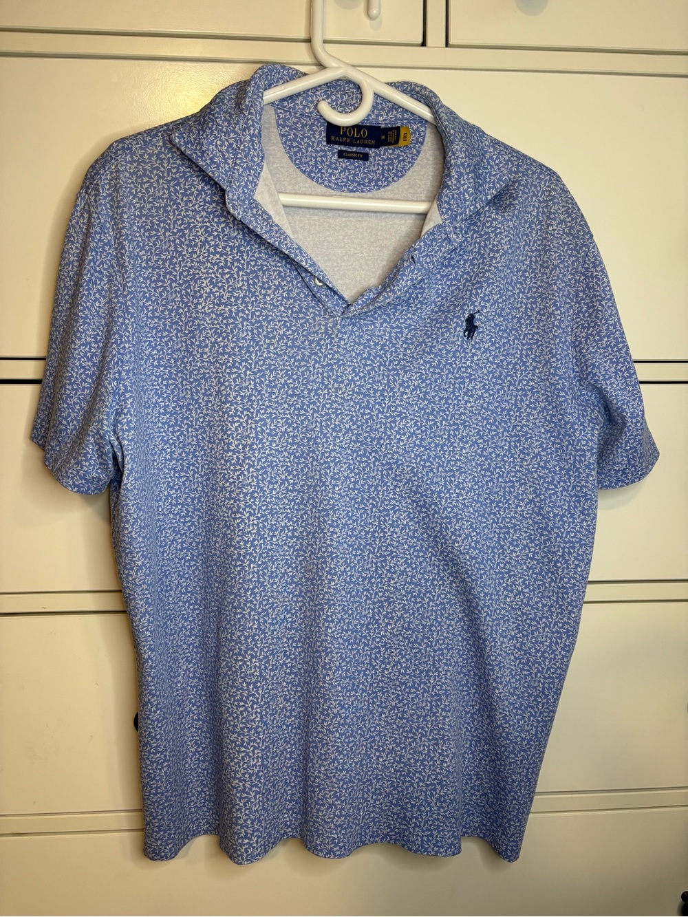 Polo Ralph Lauren light blue floral microprint golf polo shirt size M